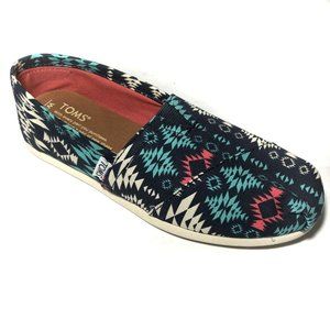 Toms Flats Classic Blue Multi Blanket Print